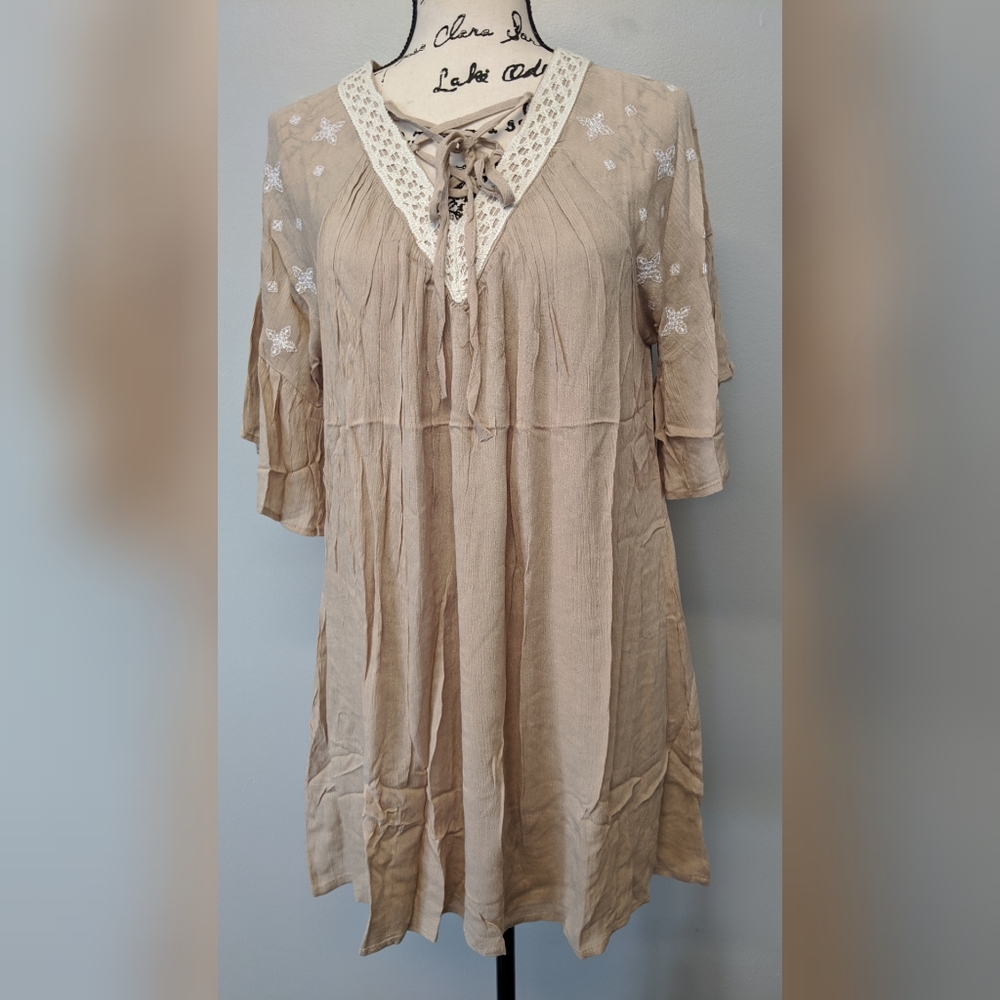 Boho Embroidered Tunic Dress